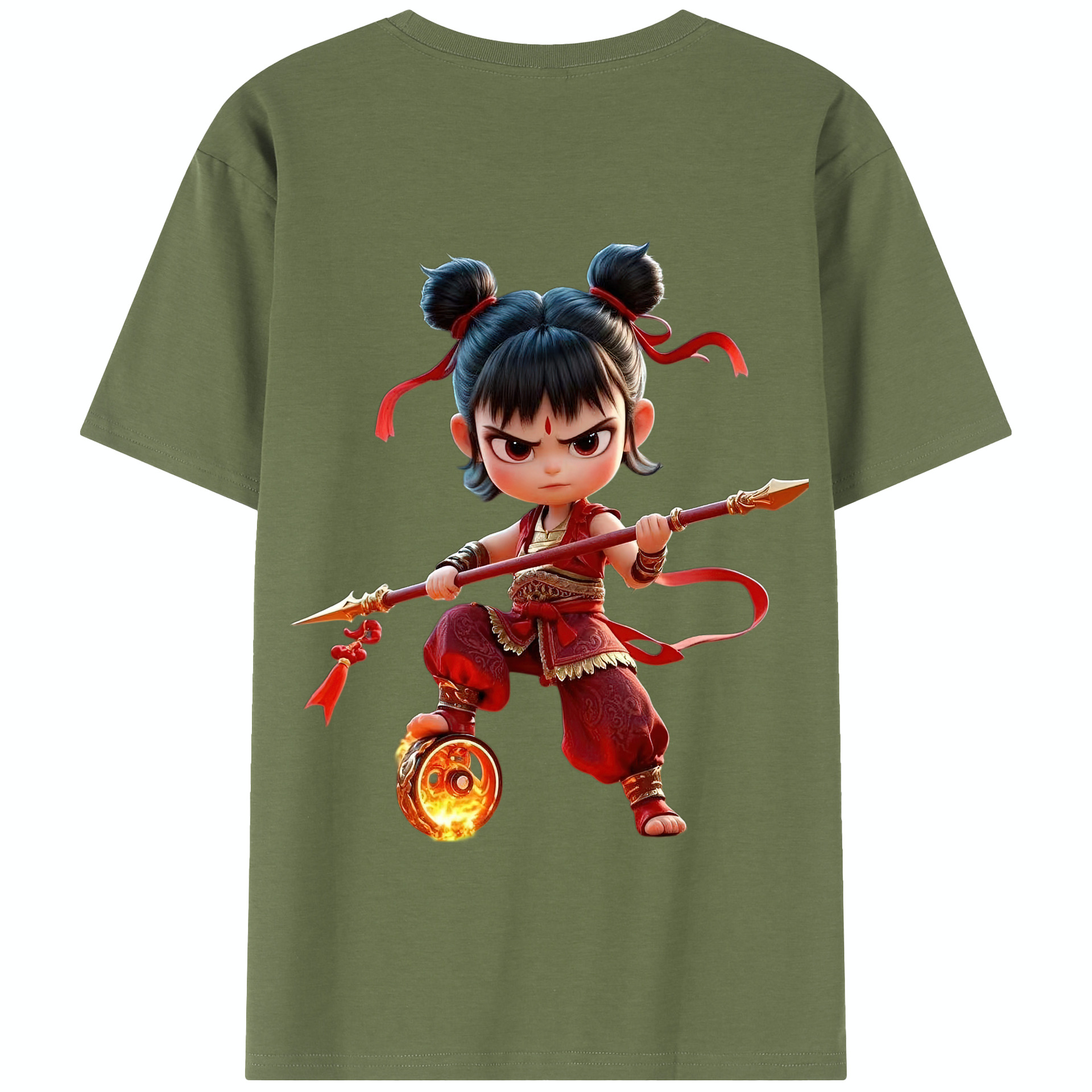 （画像用） Ne Zha 2 ナタ 魔童の大暴れ 綿100％半袖Tシャツ（背面プリント）